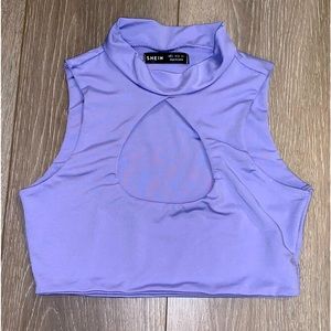 Mock Neck Cutout Tank Crop Top